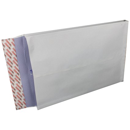 Plus Fabric Gusset Envelopes, 381x254mm, 25mm Gusset, Peel & Seal, White, Pack of 100