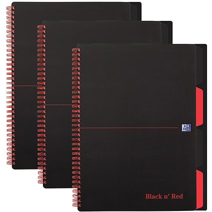 Black n' Red Wirebound Project Book, A4, Ruled & Perforated, 200 Pages, Pack of 3