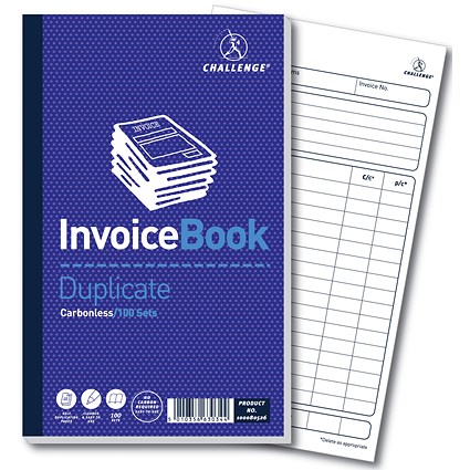 Challenge Carbonless Invoice Duplicate Book, 210mm x 130mm, Without VAT, Pack of 5