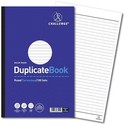 Challenge Carbonless Duplicate Book, Ruled, 100 Sets, 297x195mm, Pack of 3 Challenge Carbonless Duplicate Book, Ruled, 100 Sets, 297x195mm, Pack of 3