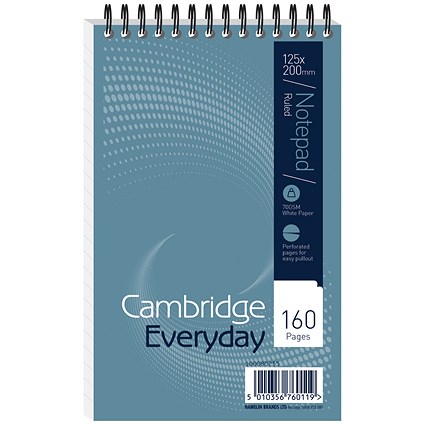 Cambridge Headbound Wirebound Notebook, 125x200mm, Ruled, 160 Pages, Pack of 10