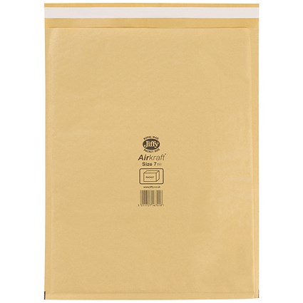 Jiffy Airkraft No.7 Bubble Bag Envelopes, 340x445mm, Gold, Pack of 50