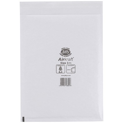 Jiffy Airkraft Postal Bag, Size 3 220x320mm, White, Pack of 10