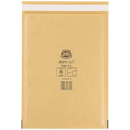 Jiffy AirKraft Postal Bag, Size 3 220x320mm, Gold, Pack of 10