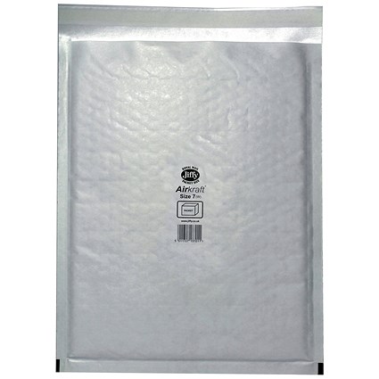 Jiffy Airkraft No.7 Bubble Lined Postal Bags, 340x445mm Peel & Seal, White, Pack of 100