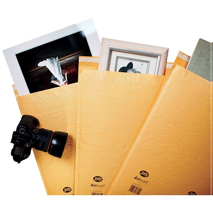 Jiffy Airkraft No.6 Bubble Lined Postal Bags, 290x445mm Peel & Seal, Gold, Pack of 100