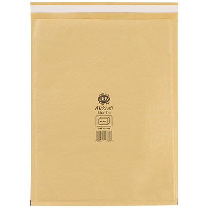 Jiffy Airkraft No.7 Bubble Lined Postal Bags, 340x445mm Peel & Seal, Gold, Pack of 100 Jiffy Airkraft No.7 Bubble Lined Postal Bags, 340x445mm Peel & Seal, Gold, Pack of 100