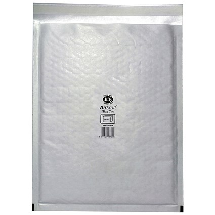 Jiffy Airkraft No.7 Bubble Lined Postal Bags, 340x445mm Peel & Seal, Multi White, Pack of 10