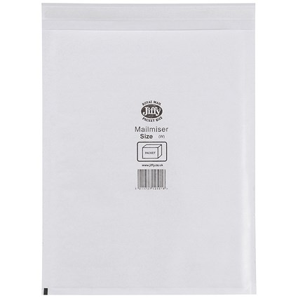 Jiffy Mailmiser No.6 Bubble-lined Protective Envelopes, 290x445mm, White, Pack of 50
