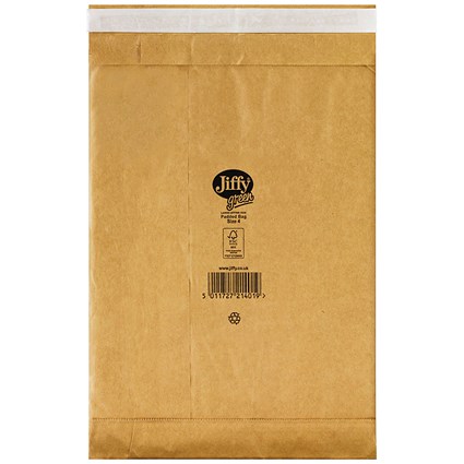 Jiffy No.4 Padded Bag Envelopes, 225x343mm, Brown, Pack of 100