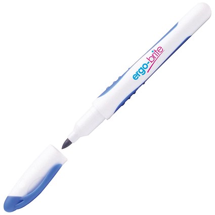Ergo-Brite Rubber Grip Drywipe Marker, Blue, Pack of 10