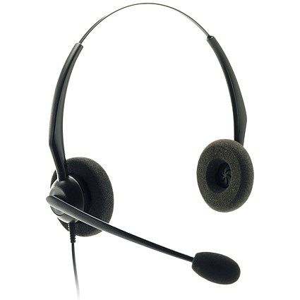 JPL JACPLUS Binaural Adjustable Headband RJ11 Connector Clothing Clip Black JAC-PLUS-RJ11-B