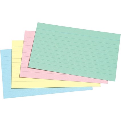 Concord Lined Record Cards, 127x76mm, Assorted, Pack of 100