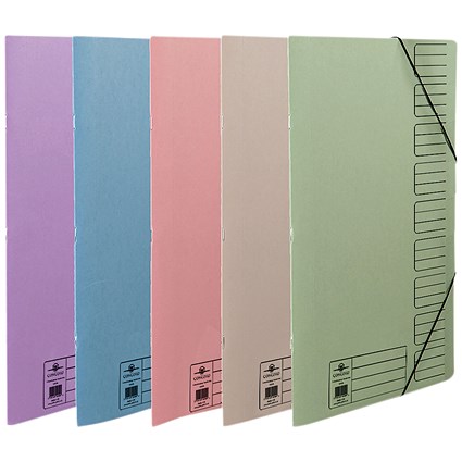 Concord Foolscap Elasticated Files, 9-Part, Assorted, Pack of 10