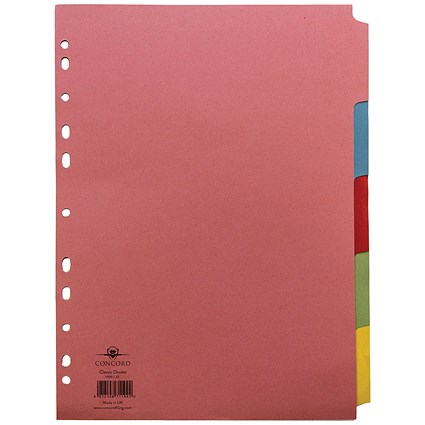 Concord Subject Dividers, 5-Part, Blank Multicolour Tabs, A4, Multicolour Concord Subject Dividers, 5-Part, Blank Multicolour Tabs, A4, Multicolour