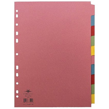Concord Reinforced Board Subject Dividers, 10-Part, Blank Multicolour Tabs, A4, Multicolour Concord Reinforced Board Subject Dividers, 10-Part, Blank Multicolour Tabs, A4, Multicolour