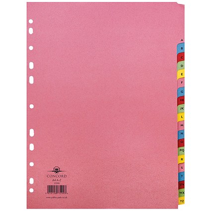Concord Index Dividers, A-Z, Multicolour Tabs, A4, Multicolour Concord Index Dividers, A-Z, Multicolour Tabs, A4, Multicolour