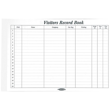 Concord Refill for CD14P Visitors Book, 220x296mm, 50 Sheets, 2000 Entries