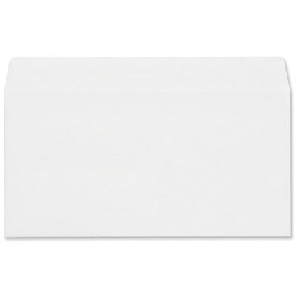 Plus Fabric Plain DL Wallet Envelopes - Lightweight - White - Press Seal - 80gsm - Pack of 1000
