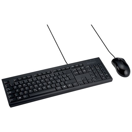 Kensington EQ KB100S Keyboard and Mouse Set, Wired, Black