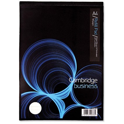 Cambridge Executive Pad Perforated Top 80gsm Ruled and Margin 50 Sheets A4 Vellum [Pack 10]