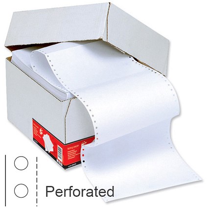 Computer Listing Paper - 1 Part - 11 inch x 241mm - Perforated - Plain White - 60gsm - Box (2000 Sheets)