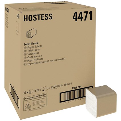Hostess Bulk Pack Toilet Tissue, 1-Ply, 520 Sheets, Pack of 36
