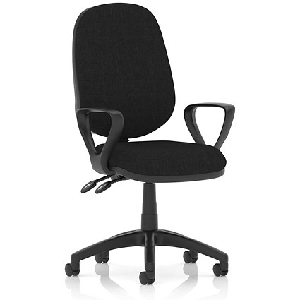 Eclipse Plus II Operator Chair, Fixed Height Arms, Black
