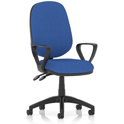 Eclipse Plus II Operator Chair, Blue, With Fixed Height Loop Arms