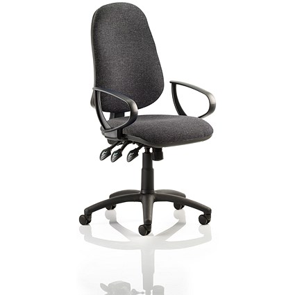 Eclipse Plus XL Operator Chair, Charcoal, With Fixed Height Loop Arms
