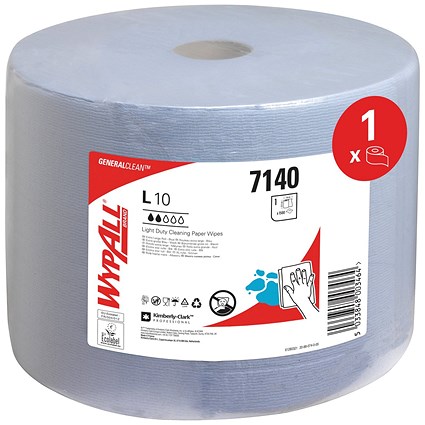 Wypall L10 General Clean Light Duty Wipes Extra Large Roll Blue 7140