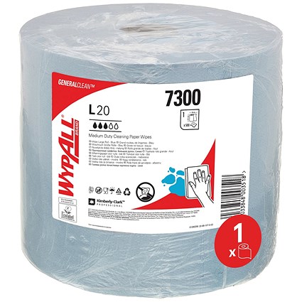 Wypall L20 General Clean Medium Duty Wipes Large Roll Blue 7300