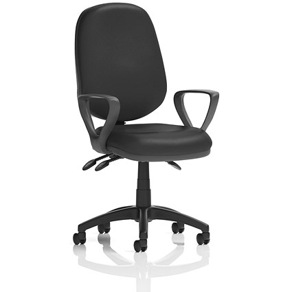 Eclipse Plus III Operator Chair, Black Vinyl, With Fixed Height Loop Arms