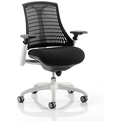 Flex Task Operator Chair, Black Seat, Black Back, White Frame