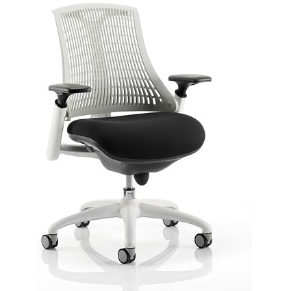 Flex Task Operator Chair, Black Seat, White Back, White Frame