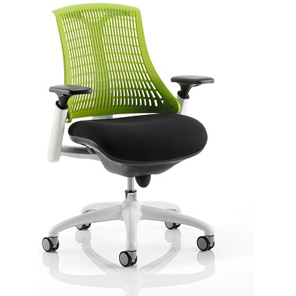Flex Task Operator Chair, Black Seat, Green Back, White Frame