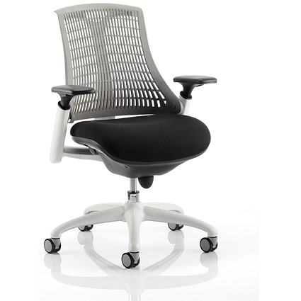 Flex Task Operator Chair, Black Seat, Grey Back, White Frame