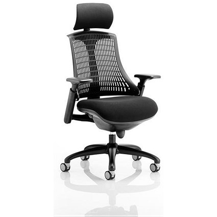 Flex Task Operator Chair With Headrest, Black Seat, Black Back, Black Frame