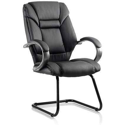 Galloway Leather Cantilever Chair, Black