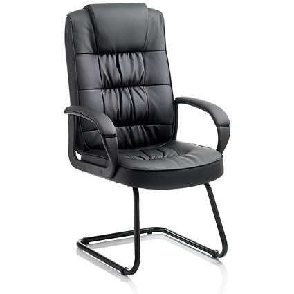 Moore Leather Visitor Cantilever Chair, Black