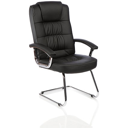 Moore Leather Deluxe Visitor Cantilever Chair, Black
