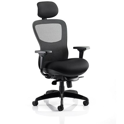 Stealth Shadow Ergo Mesh Back Posture Chair, Headrest, Height Adjustable Arms, Black