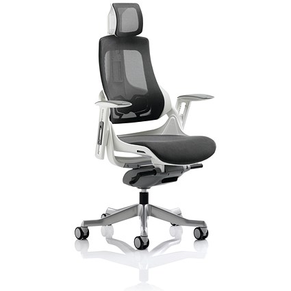 Zure Executive Mesh Chair, Headrest, Height Adjustable Arms, Charcoal