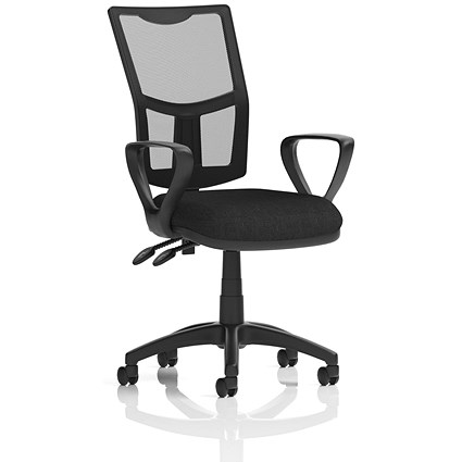 Eclipse Plus II Mesh Back Operator Chair, Fixed Height Arms, Black