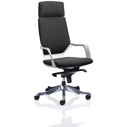 Xenon High Back Executive Chair, Headrest, Fixed Height Arms, Black