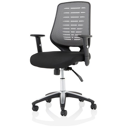 Relay Task Silver Mesh Back, Operator Chair, Height Adjustable Arms, Black