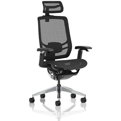 Ergo Click Mesh Operator Chair, Headrest, Height Adjustable Arms, Black