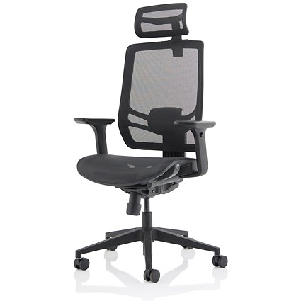 Ergo Twist Mesh Operator Chair, Headrest, Height Adjustable Arms, Black