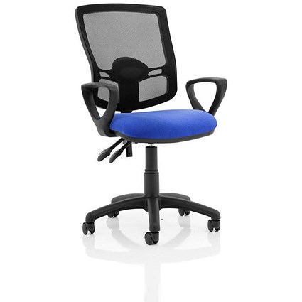 Eclipse Plus II Deluxe Mesh Back Operator Chair, Fixed Height Arms, Blue Eclipse Plus II Deluxe Mesh Back Operator Chair, Fixed Height Arms, Blue