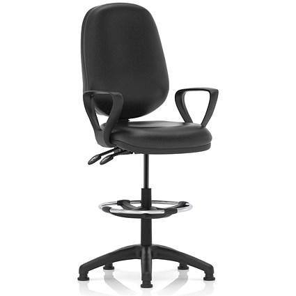 Eclipse Plus II High Rise Operator Chair, Black Bonded Leather, Fixed Arms Eclipse Plus II High Rise Operator Chair, Black Bonded Leather, Fixed Arms